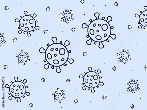 virus pattern background with light blue color and line style