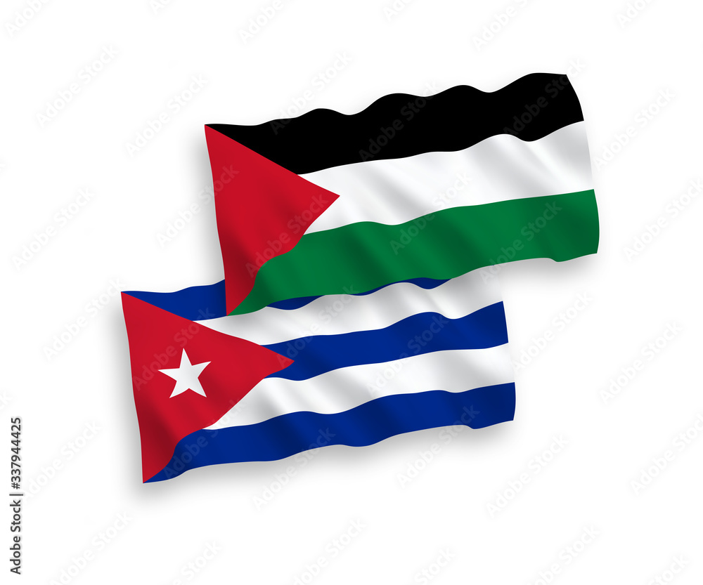 Flags of Palestine and Cuba on a white background Flags of Palestine and Cuba on a white background