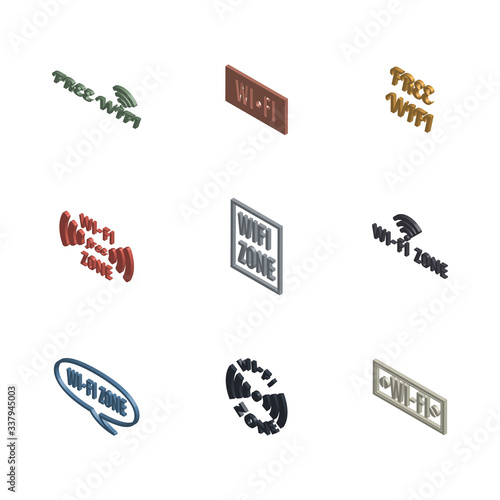 Set of 3D wireless icons, vector illustration.