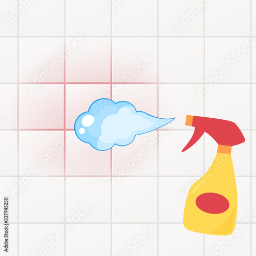 タイルの赤カビにスプレーするイラスト