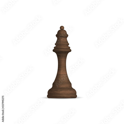 Black wooden chess piece queen, vector illustration.