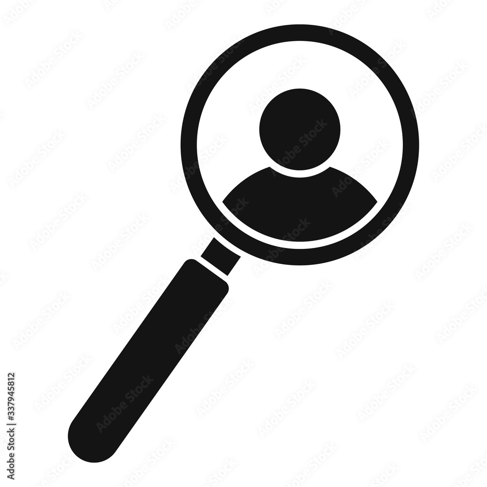 Personal under magnifier icon. Simple illustration of personal under magnifier vector icon for web design isolated on white background Personal under magnifier icon. Simple illustration of personal under magnifier vector icon for web design isolated on white background