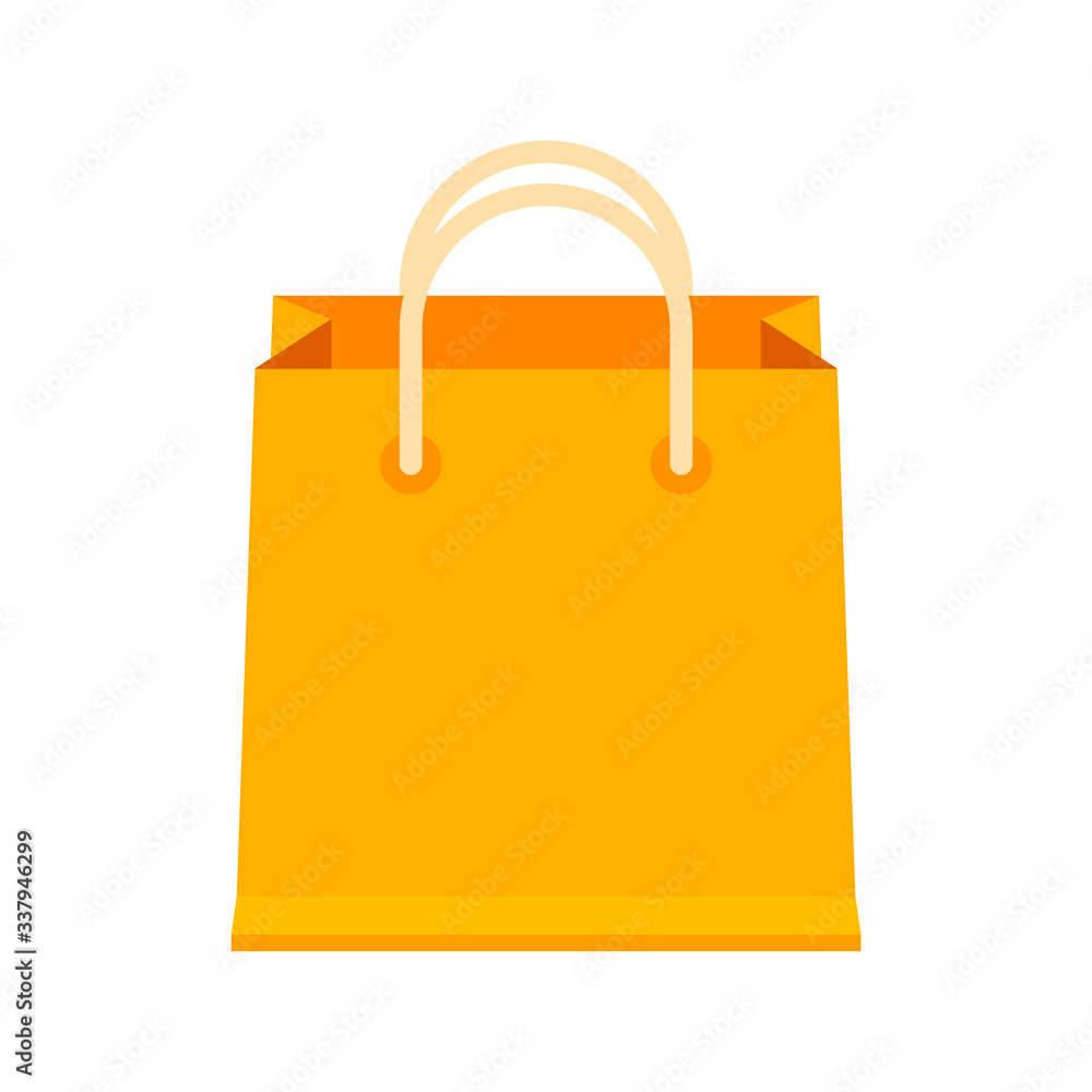 bag paper orange for icon isolated on white, cardboard orange handle bag  for retail container, clip art packaging bag yellow orange color, paper bag  blank Stock Vector | Adobe Stock