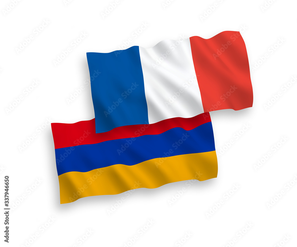 Flags of France and Armenia on a white background Flags of France and Armenia on a white background
