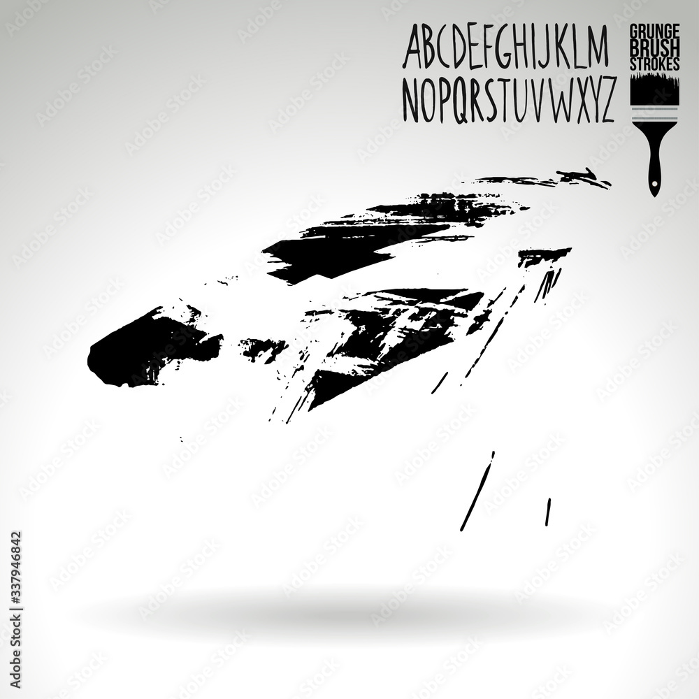 Naklejka premium Black brush stroke and texture. Grunge vector abstract hand - painted element. Underline and border design.