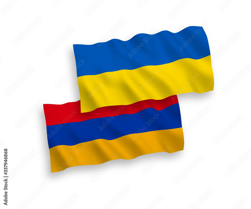 Obraz premium Flags of Armenia and Ukraine on a white background