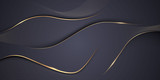 Abstract black and gold pattern and background poster with dynamic waves. Vector illustration.