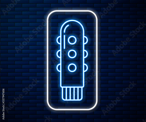 Glowing neon line Dildo vibrator for sex games icon isolated on brick wall background. Sex toy for adult. Vaginal exercise machines for intimate. Vector Illustration