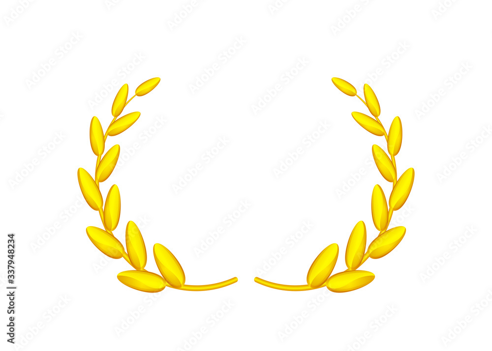 golden laurel wreath isolated on white background, circle frame gold laurel wreath symbol, gold laurel wreath element of graduation certificates card, royal luxury vip for ornament avatar vintage icon