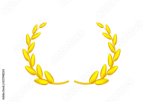 golden laurel wreath isolated on white background  circle frame gold laurel wreath symbol  gold laurel wreath element of graduation certificates card  royal luxury vip for ornament avatar vintage icon