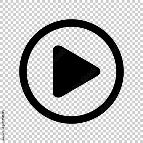 Obraz na plátně circle play icon for video isolated and transparent, flat button play media, ico