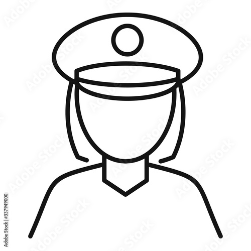 Police woman icon. Outline police woman vector icon for web design isolated on white background