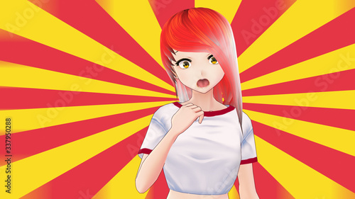 Anime Girl Cartoon Character Japanese Girl with a smile and Background it s Anime Manga Girl from Japan