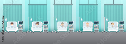 Group of patients with ventilators
