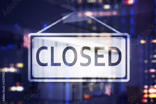 Closed city sign, coronavirus concept