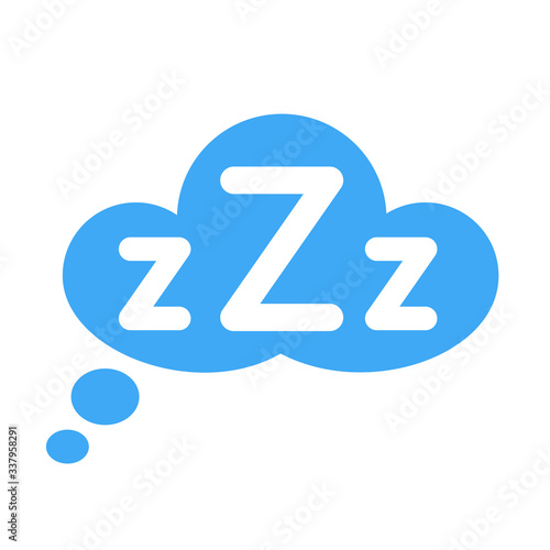 Zzz on text bubble. Printable graphic tee. Design doodle for print. Vector illustration. Colorful tag. Zzz Cartoon hand drawn comic style. Icon for sleeping mode