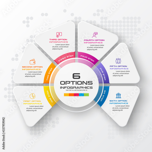Business infographics 6 steps,Abstract design element,Vector illustration.