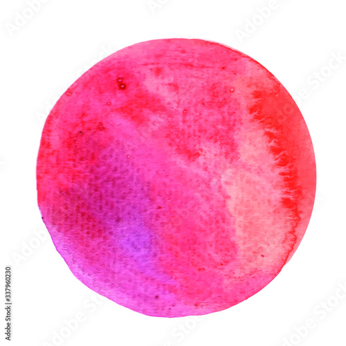 Red and pink watercolor hand painting banner outer of circle shape for decoration artwork.