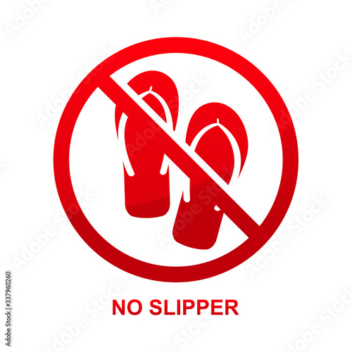 No slippers sign isolated on white background vector illustration.