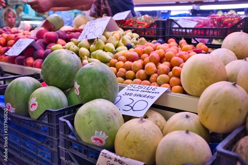 Summer fruit at the market in Cagliari Sardinia Italy