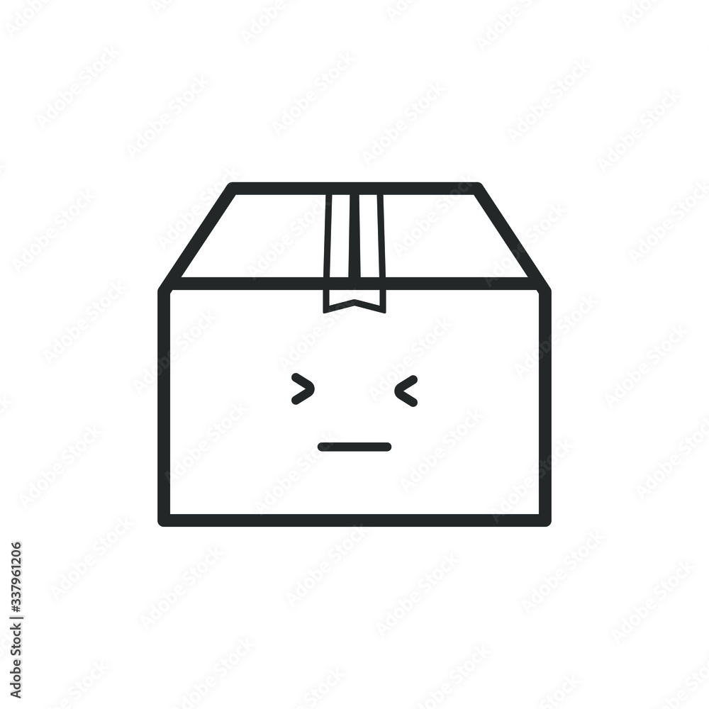Scared delivery box border icon on a white background. Emotions Scared delivery box border icon on a white background. Emotions
