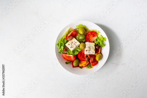 Colorful fresh vegetable salad with feta