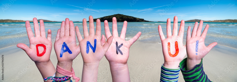 Dank Sign Children Hands Building Colorful Dutch Word Dank U Means Thank You ...