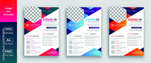 COVID 19 coronavirus conference flyer template design
