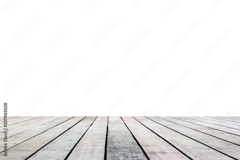 Fototapeta premium wooden floor on white wall