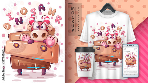 Cute dino poster and merchandising