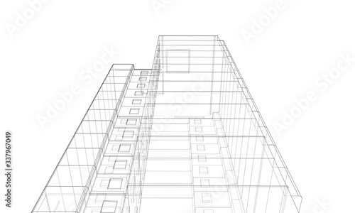 Vector wire-frame model of a multi-storey building
