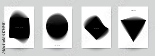 Set of abstract minimal template design for branding, advertising in black gradient blur style. Modern trendy background cover posters, banners, flyers, placards. Vector illustration. EPS 10.