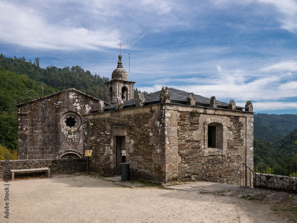 Caaveiro Abbey (Mosteiro de Caaveiro) in the Fragas do Eume Nature Park, Pontedeume, Galicia, Spain