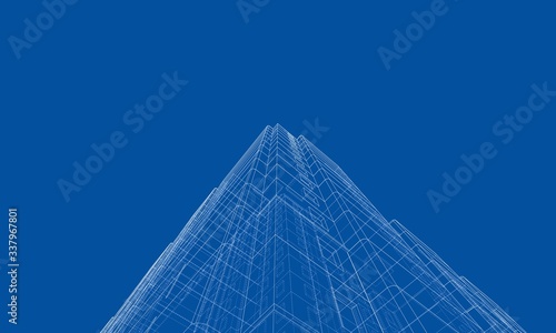 Vector wire-frame model of a multi-storey building