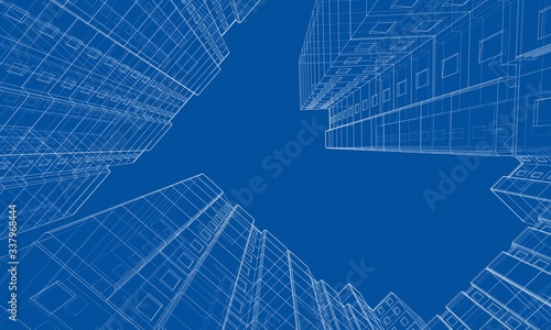 Vector wire-frame model of a multi-storey building