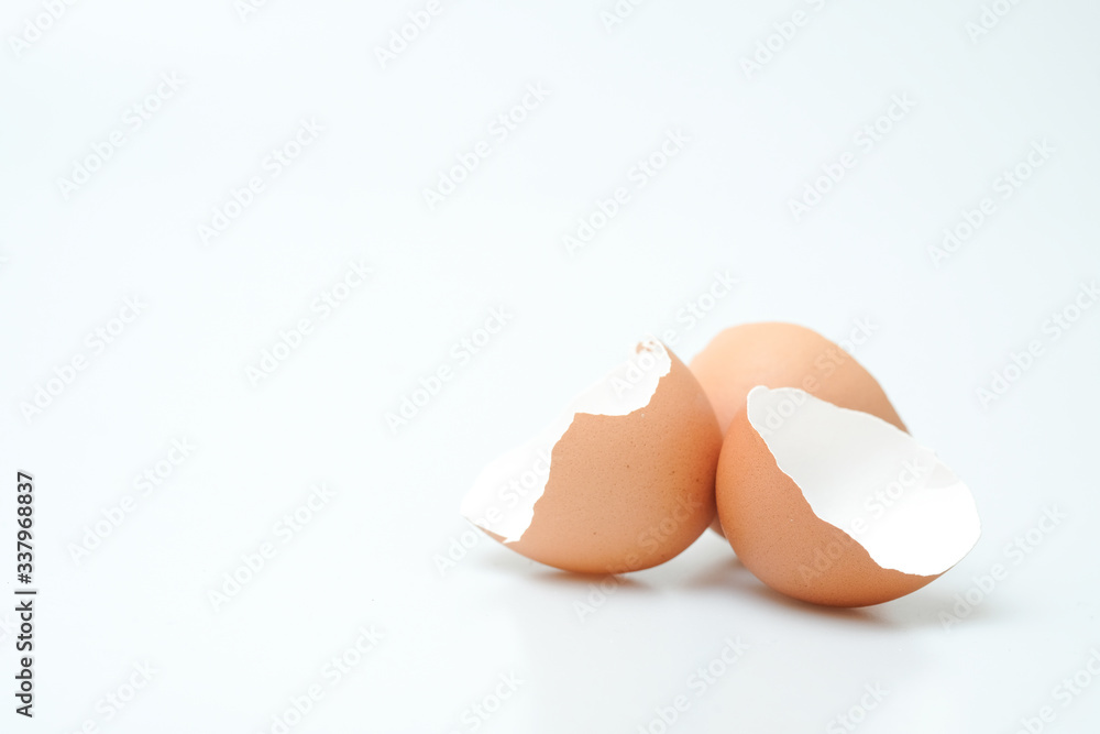 Broken egg shell on white background Broken egg shell on white background