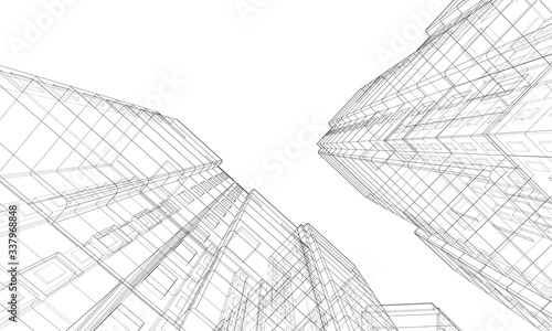 Vector wire-frame model of a multi-storey building
