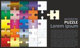 Puzzle banner presentation background. Puzzle solution concept.  Bright illustration of a children's puzzle