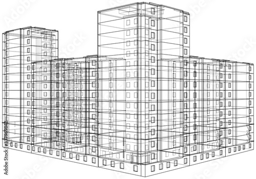 Vector wire-frame model of a multi-storey building