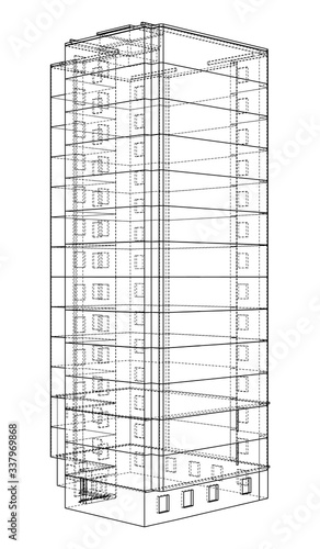 Vector wire-frame model of a multi-storey building