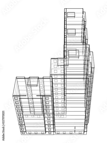 Vector wire-frame model of a multi-storey building
