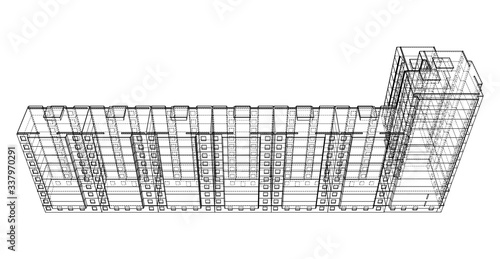 Vector wire-frame model of a multi-storey building