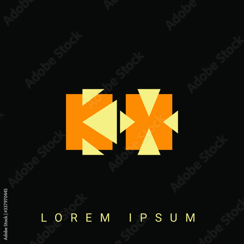 Modern creative shaped KX, XK, K, X logo. Initial Logo Designs Templete with Black Background. Vector Illustration 