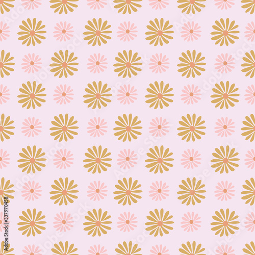 Summer daisy vector repeat pattern. Texture for fabric, wrapping, textile, wallpaper, apparel. Vector illustration