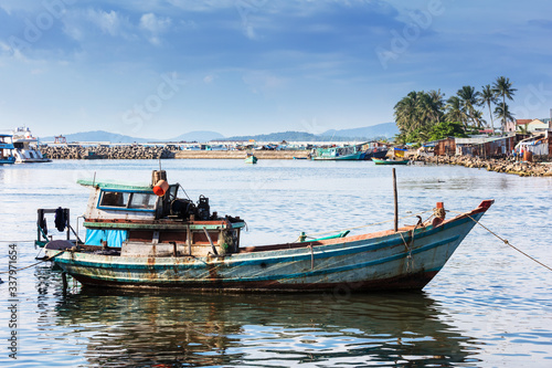 boats in the gulf of Phu Quoc island.