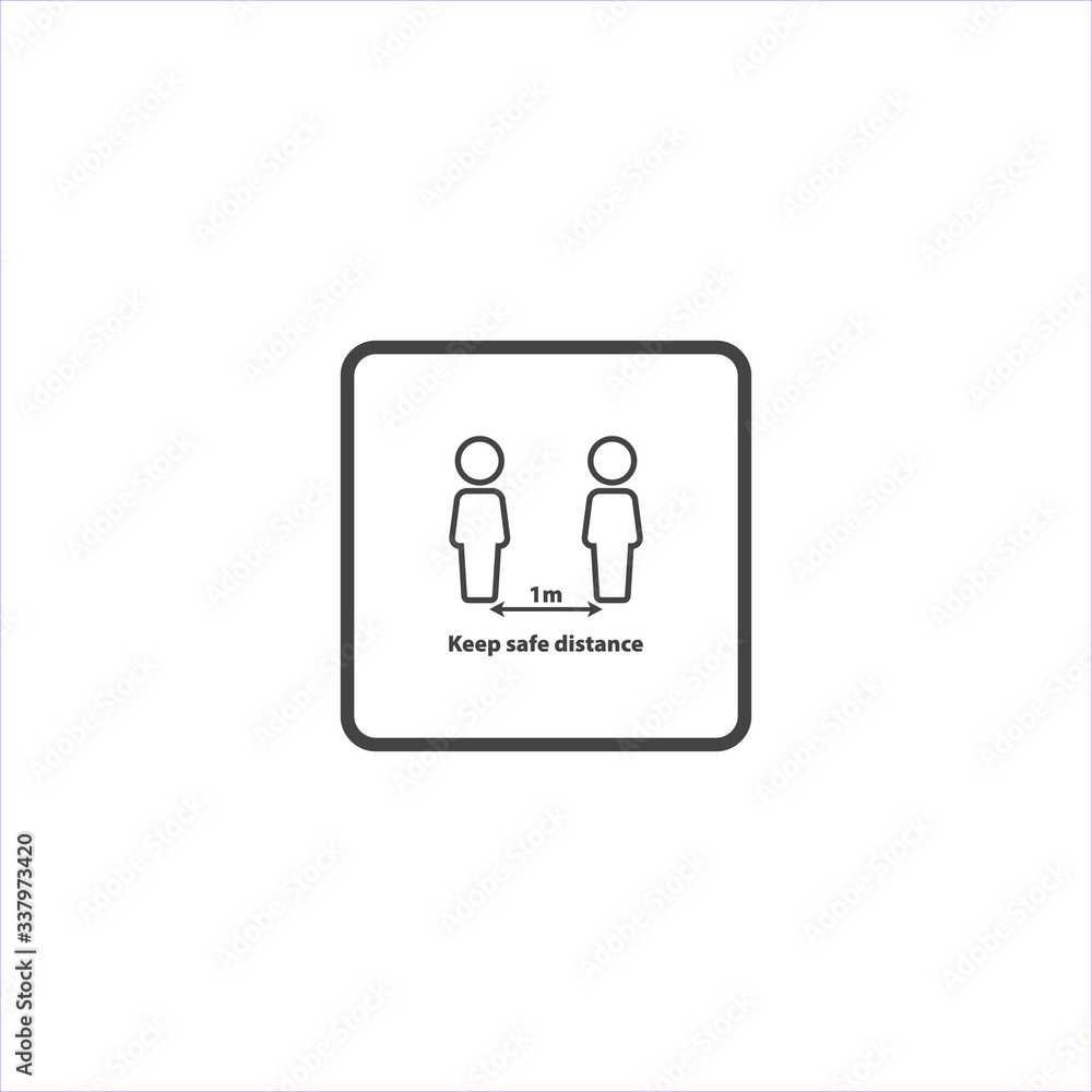 Vector icon need to keep distance between people on white isolated background. Layers grouped for easy editing illustration. For your design. Vector icon need to keep distance between people on white isolated background. Layers grouped for easy editing illustration. For your design.