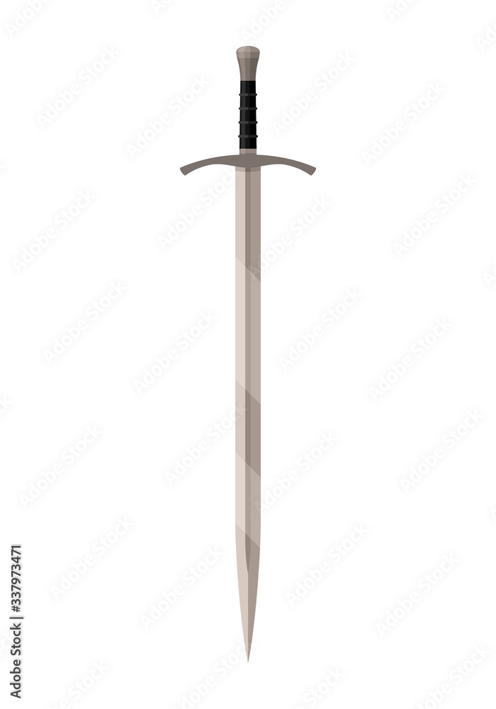 Knight sword with isolated on white background. Steel arms, medieval weapon. Vector illustration Knight sword with isolated on white background. Steel arms, medieval weapon. Vector illustration