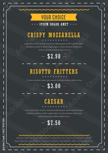 Restaurant menu board design vector template