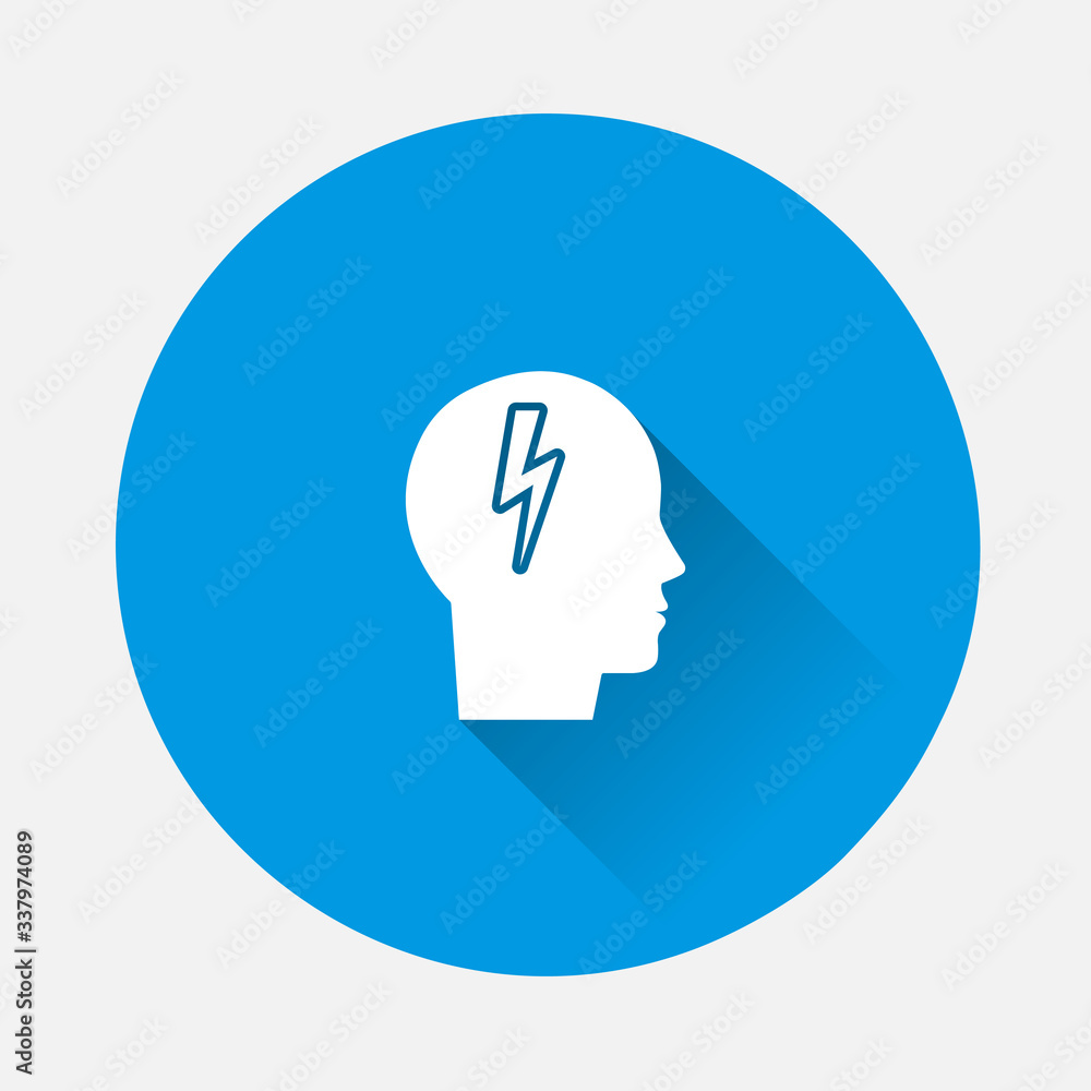 Vector icon stress in human on blue background. Flat image with long shadow. Vector icon stress in human on blue background. Flat image with long shadow.