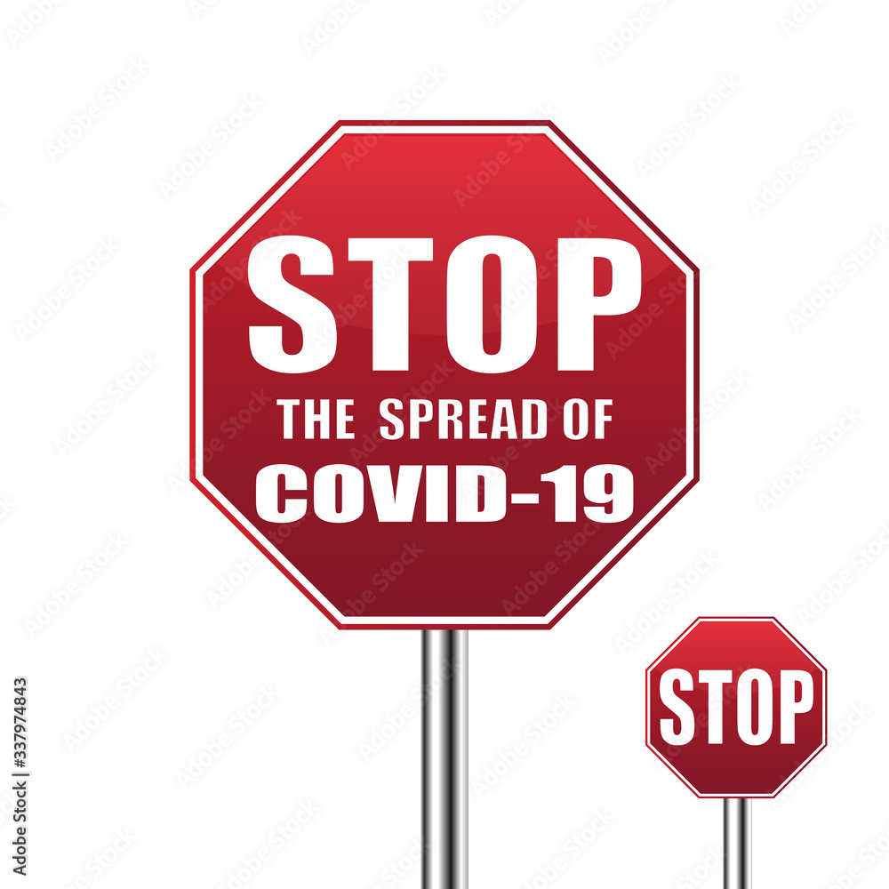 Coronavirus - caution road Sign. Warning about Coronavirus outbreak. COVID-19 danger and public health risk disease. Pandemic. illustration Coronavirus - caution road Sign. Warning about Coronavirus outbreak. COVID-19 danger and public health risk disease. Pandemic. illustration